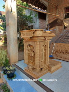 mimbar ukir kayu jati 