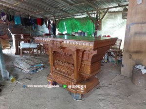 meja altar gereja ukir sederhana kayu jati 